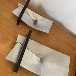 Set of 2 Modernist Aluminum and Wood Decorative Objects
