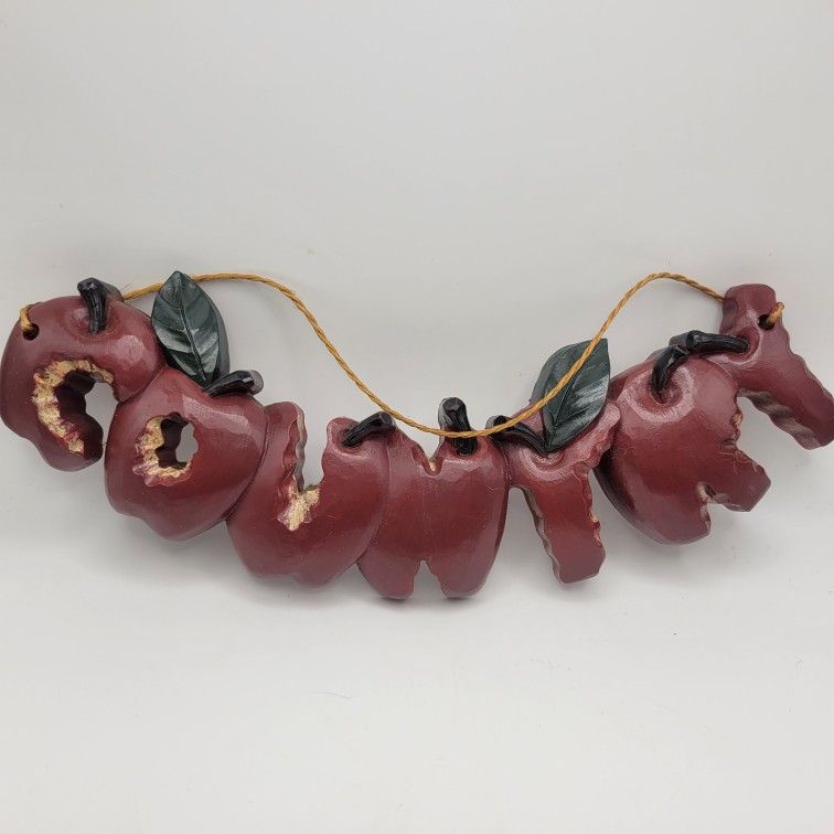 Vintage Homco Resin Country Apple Wall Plaque Red Cottagecore Fall 9" Long
