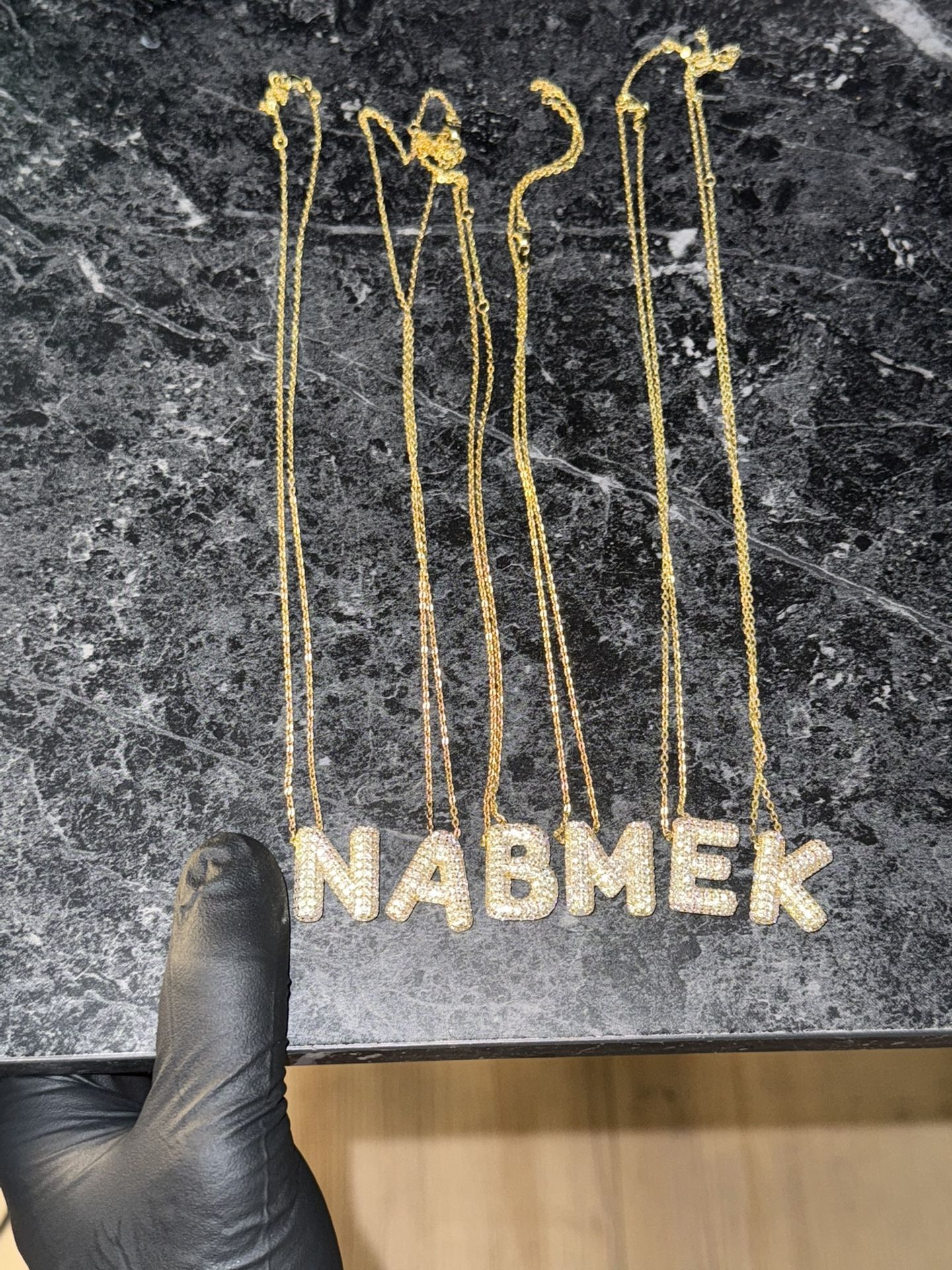 Women’s Iced Out VVS Letter Pendant Rope Chain Necklace