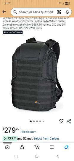 Lowepro black camera back pack