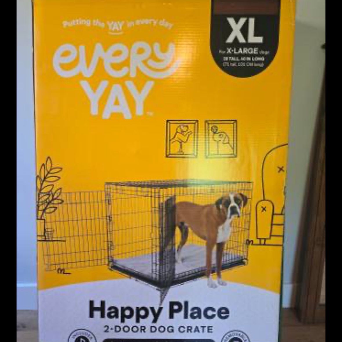 EveryYay Going Places 2-Door Folding Dog Crate, 43.2" L X 28.5" W X 30.7" H