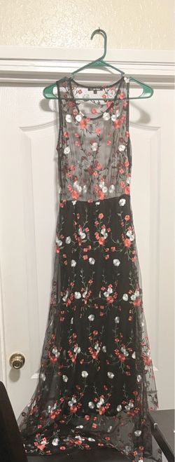 Beautiful,  Sheer,  Long, Floral Dress