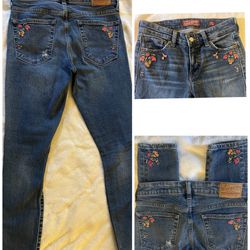 Lucky Brand Rare Flower Embroidered Ava Skinny Jeans 