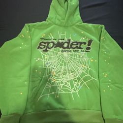 Green Rhinestone Sp5der Hoodie
