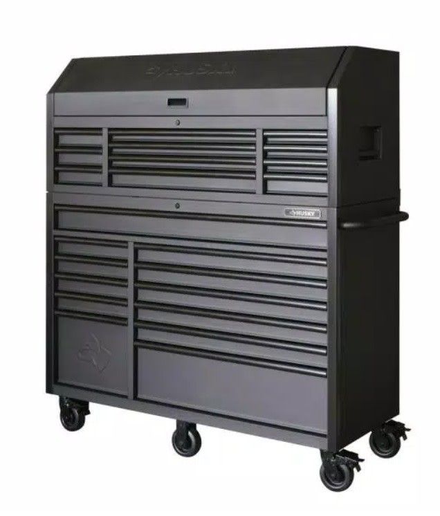 HUSKY HOTC5623BB2S Heavy-Duty 56 in. W 23-Drawer, Deep Combination Tool Chest and Rolling Cabinet Set in Matte Black