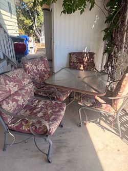 Iron & Glass Table and 4 Chairs
