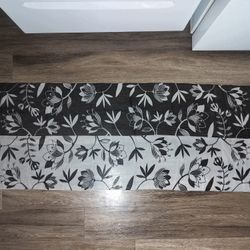 Authentic MARJA KURKI Finland 100% Silk Scarf - Black & White Floral