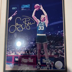 1/1 Signed Larry Bird Photo With an Actual Piece Of His Game Worn Jersey
