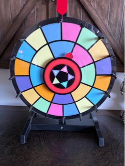 WinSpin 15-inch tabletop prize wheel featuring dual editable circles and a customizable center sign.