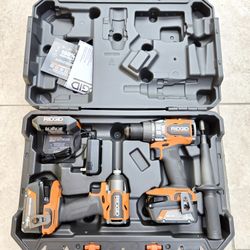 RIDGID 18V Brushless Impact Driver 4 speed and Hammer Drill with (2) 4Ah batteries and charger