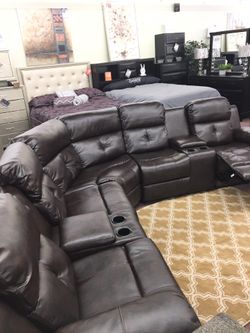 Brand New Faux Leather Wrap Around Sectional! $50 Down Takes It Home Today!