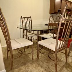 Rustic Metal Glass Dining Table 