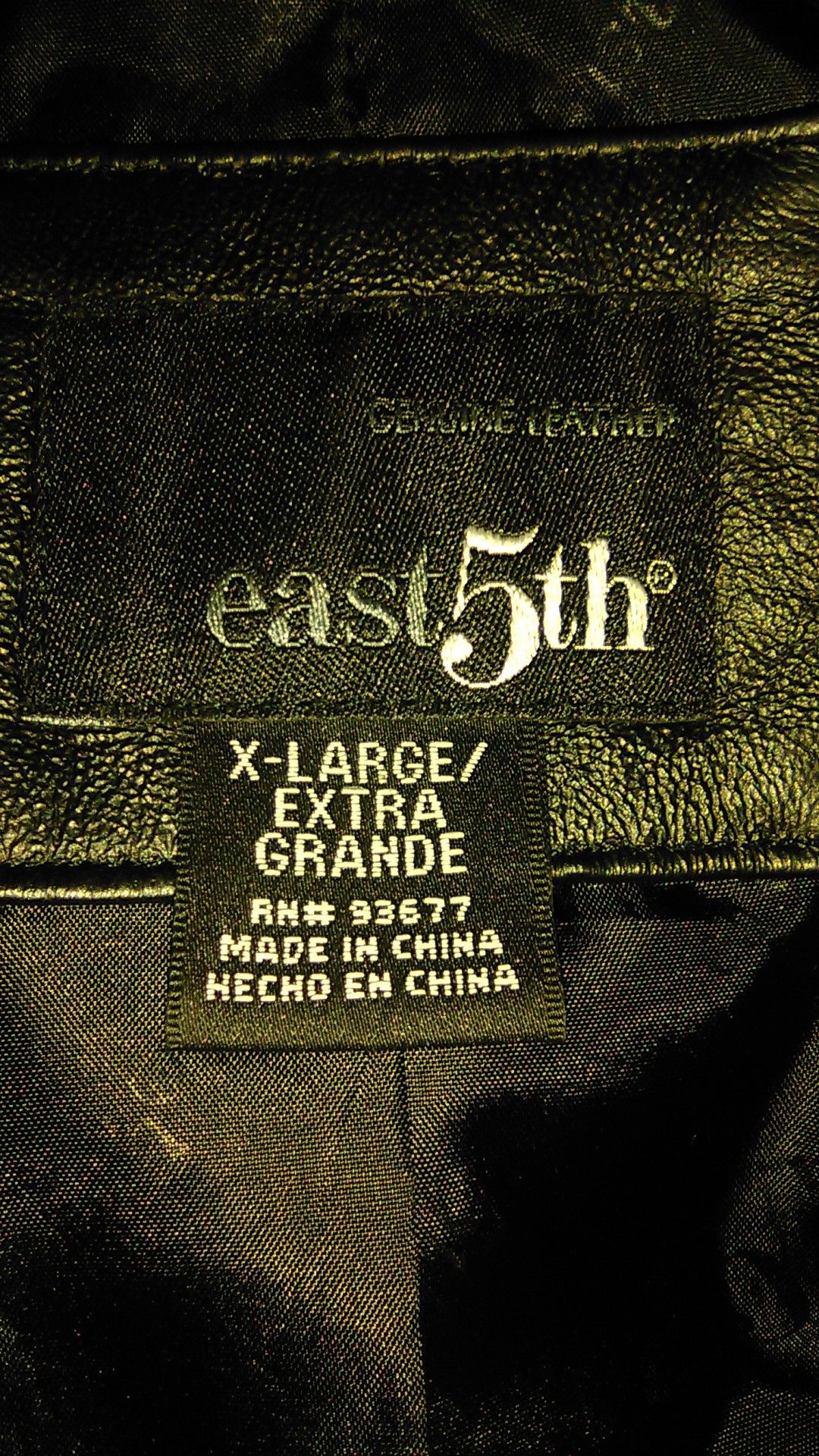 East 5th genuine leather jacket size extra large