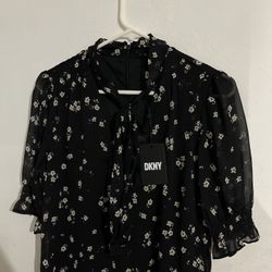 DKNY Dress Black With Flowers 