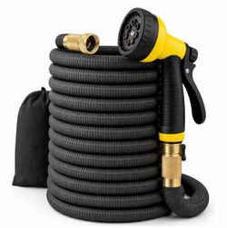 Brand New OPEN BOX J&B XpandaHose 100ft Expandable Garden Hose – Ultra-Strong 3750D, 4-Layer Latex Core, Brass 3/4" Connectors, 10-Pattern Nozzle & St