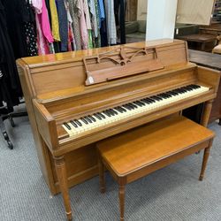 Vintage upright Wurlitzer piano circa 1963. 56” w, 24”d, 40”h