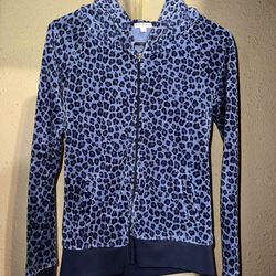Juicy Couture blue leopard print zip up
