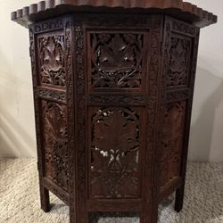 Antique wood Indonesian collapsible side table