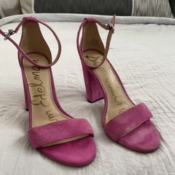 Sam Edelman Pink Suede Block Heels 