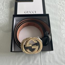 Authentic Black Gucci Belt With Box And Authentication, Size 33-35 inch