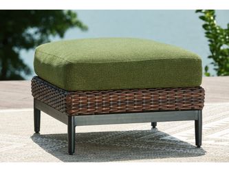 Horizon Hall Brown/Green Ottoman with Cushion