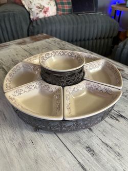 7-Piece Ceramic Serving & Dip Set with Metal Stand – $25