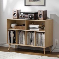 Record Player Stand With Vinyl Storage Cabinet