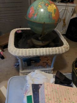 White Whicker End Table