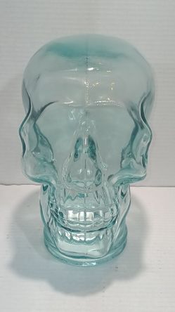 Glass Skull Clear Light Blue Life Size Mannequin Skeleton Head 