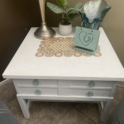 Wood Table And Decoration End Table