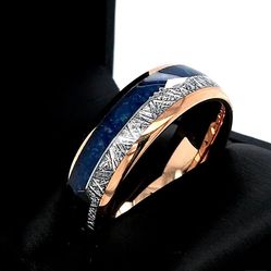 Men's 8mm Tungsten Carbide Cupid's Arrow Metoriote Inspired Comfort-Fit Engagement Wedding Band