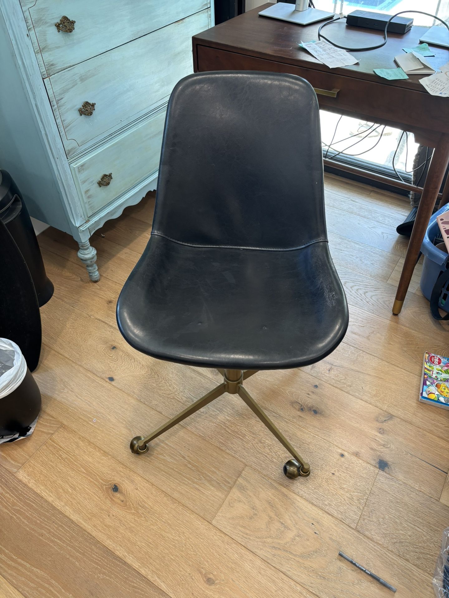 Used World Market Tyler Bi-Cast Leather Molded Office Chair – Black