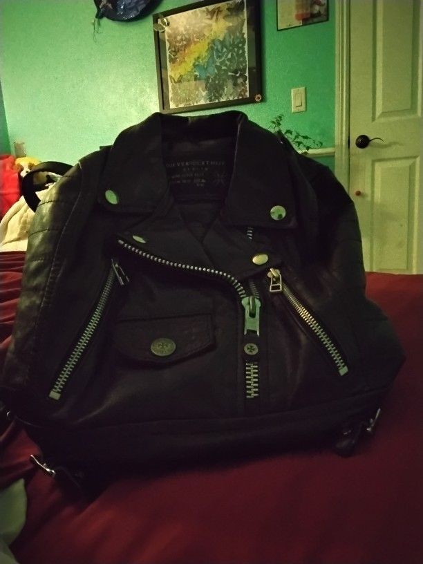 Black Leather Purse Back Pack