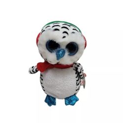 Ty Beanie Boos Nester White Owl Christmas Winter Plush 6½" Scarf Earmuffs New