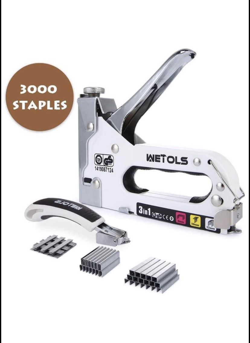 Staple Gun with Remover, Heavy Duty Staple Gun, 3 in 1 Manual Nail Gun with 3000 Staples(D, U and T-