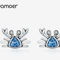 925 Sterling Silver Crab Stud earrings [EAR-41]