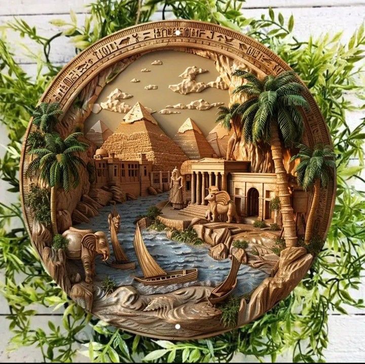 "Eternal Nile: Ancient Egyptian 3D Aluminum Relief Panorama"