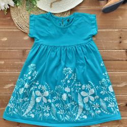 4T TEAL FERN GULLY GARDEN DRESS