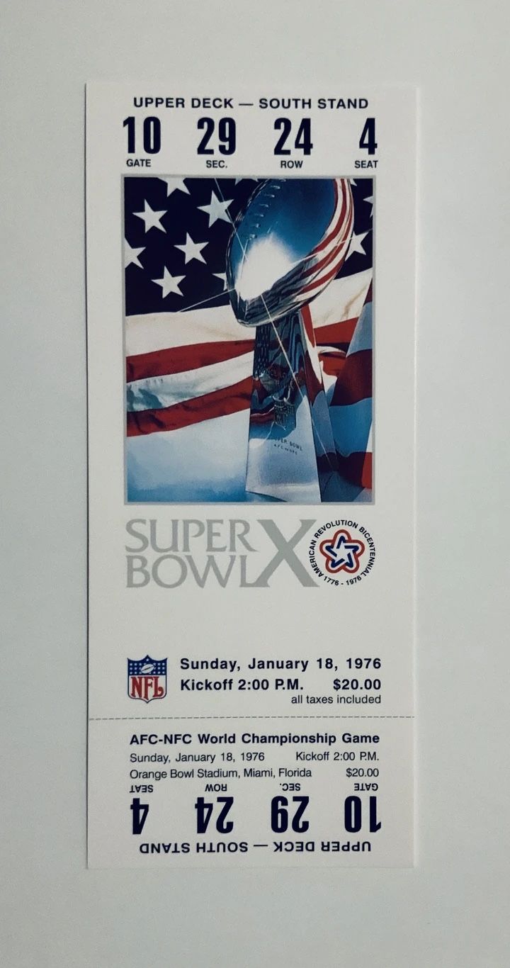 1976 Super Bowl X (10) Replica Ticket