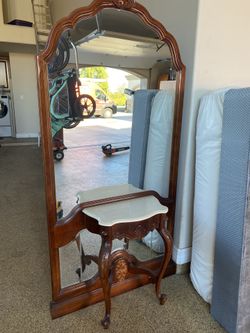 Mirrored Console With Marble Table