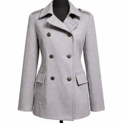 Liz Claiborne Gray Double-Breasted Women’s Jacket Medium | Classic NEW