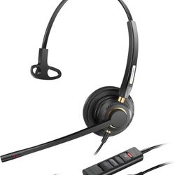 USB Headset with Microphone Noise Cancelling & Audio Controls Ultra Comfort USB Headphone for Computer Laptop Pc Business Skype UC Webinar Call Center
