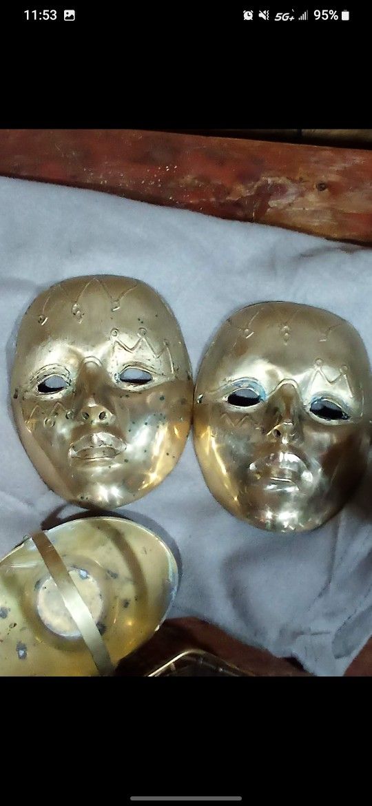 Vintage Brass Decorative Mask