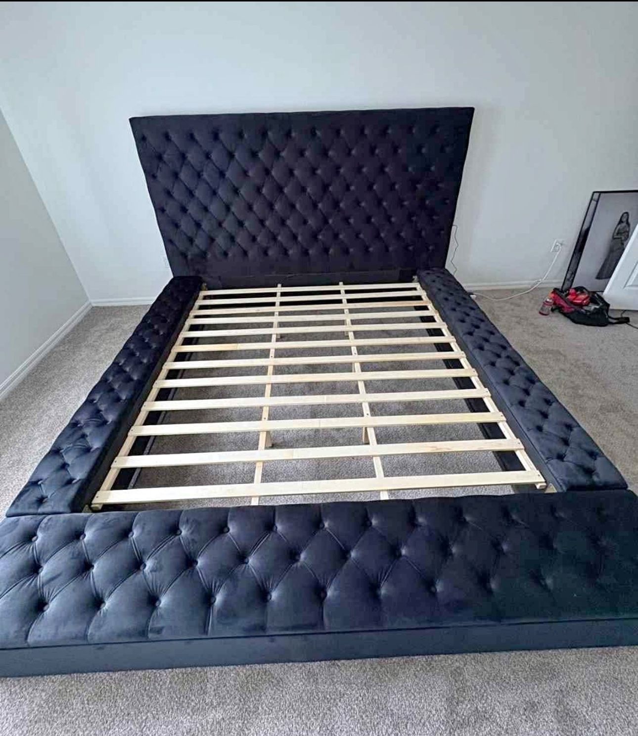 Brand New Velvet Bed Frame With Speakers- Shop Now Pay Later.