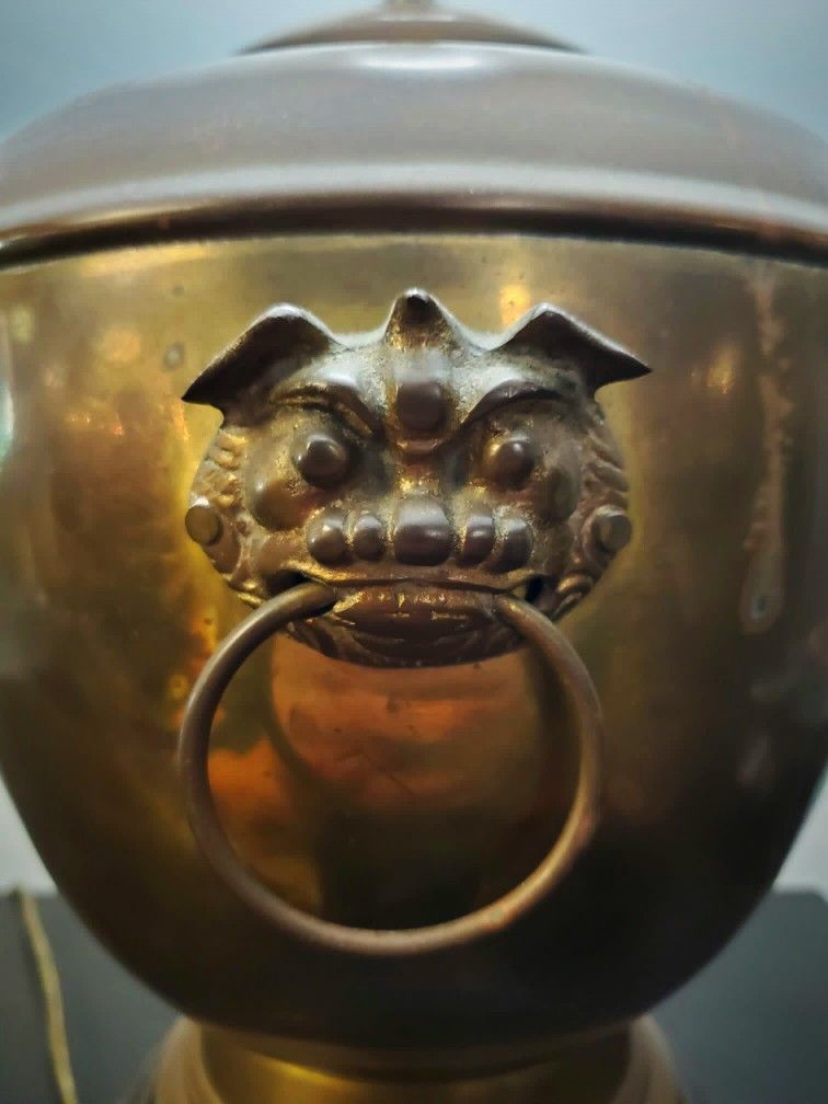 Vintage Brass Foo Dog Lamp