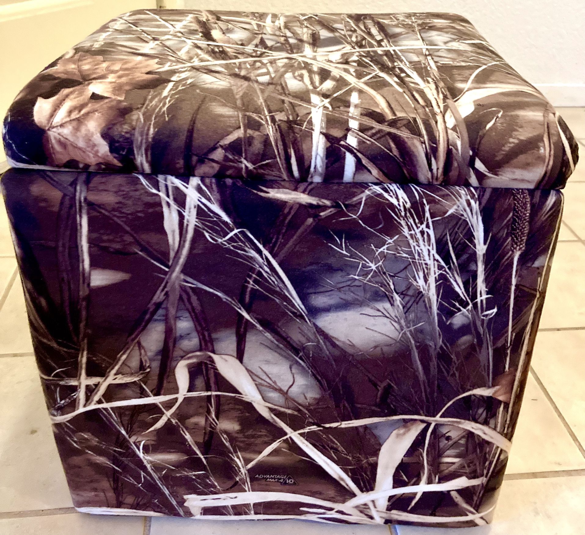NEW: Camouflage micro suede square 14” X 14” Storage Ottoman