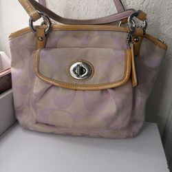 Light Pink Coach Monogram Leah Mini Tote/ Shoulder Bag