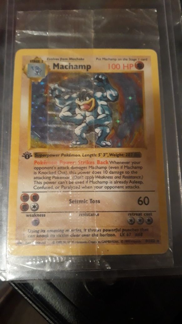 RARE Holographic 1st Edition Shadowless Machamp Factory Sealed Pokemon Card