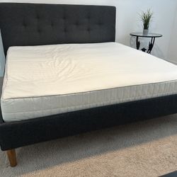 IKEA IDANÄS King Bed Frame + IKEA MYRBACKA King Mattress – Like New
