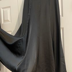 Zara black satin mermaid midi skirt, S